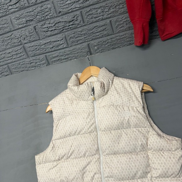 The North Face Jackets & Blazers - The North Face Nuptse 700 Down Puffer Vest Cream Tan Geometric Diamond Print L